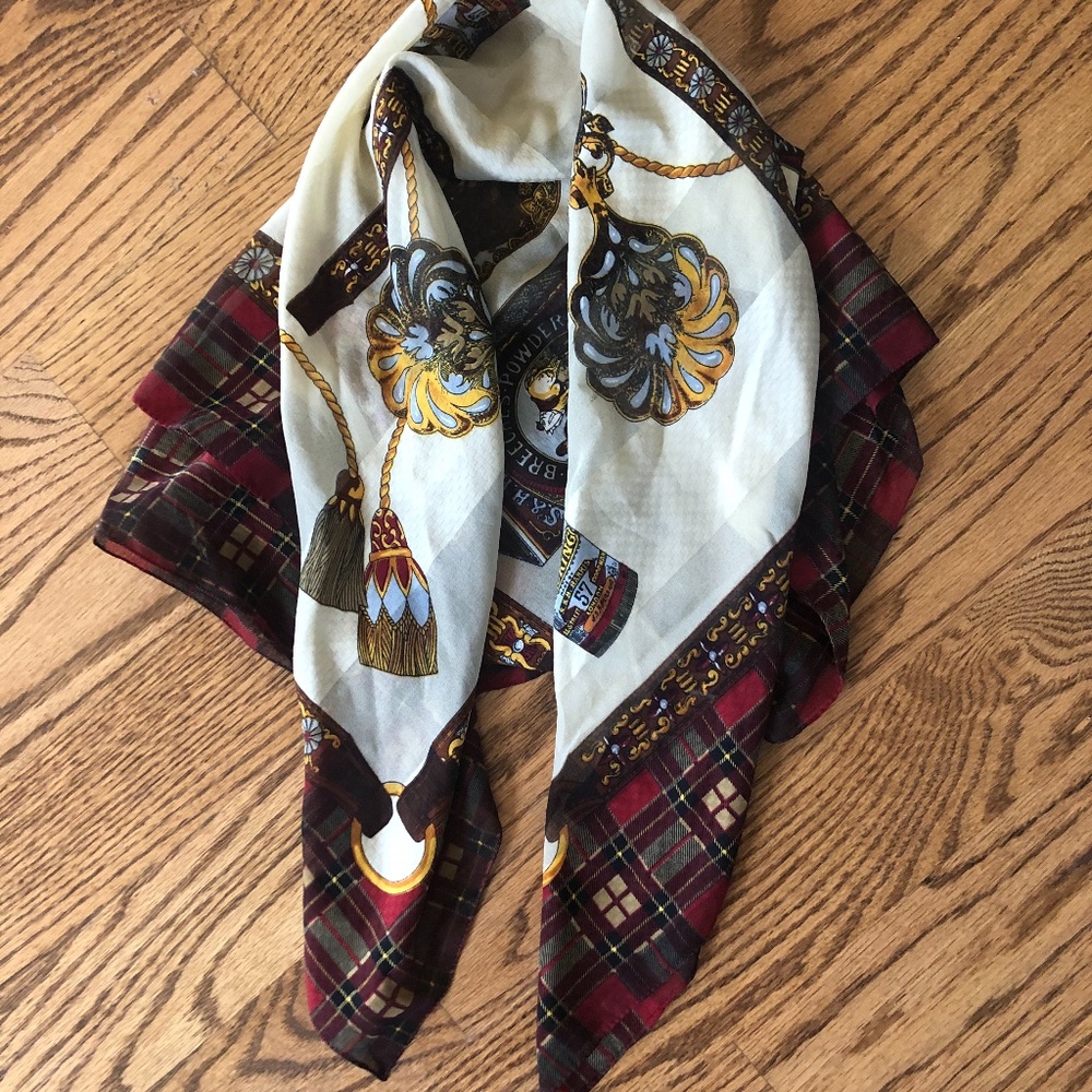 Large Red Plaid Bordered Scarf